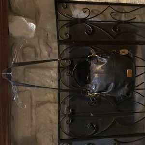 Fossil black distressed leather crossbody